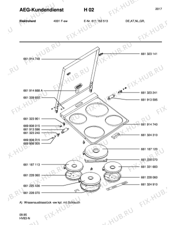 Взрыв-схема плиты (духовки) Aeg 4001F-W - Схема узла Section2
