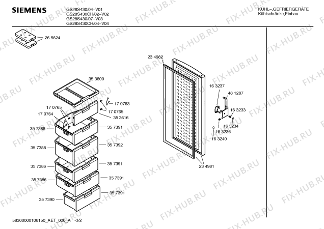 Взрыв-схема холодильника Siemens GS28S430 - Схема узла 02