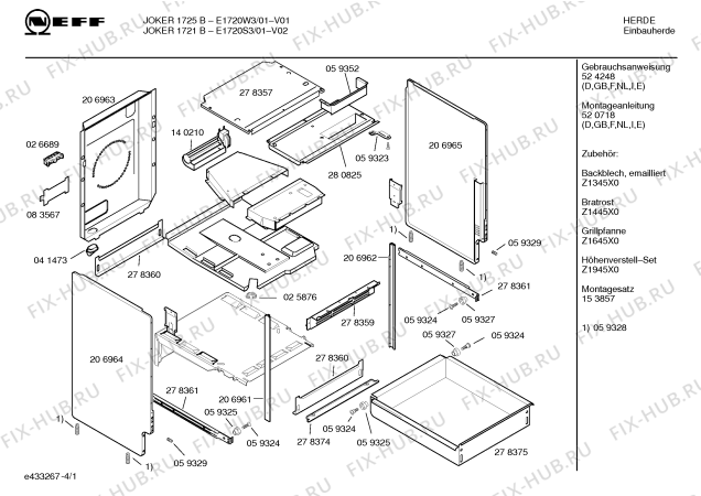 Схема №3 E1720S3 JOKER 1721 B с изображением Панель управления для плиты (духовки) Bosch 00357015