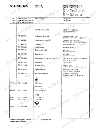 Взрыв-схема телевизора Siemens FS927K4 - Схема узла 08