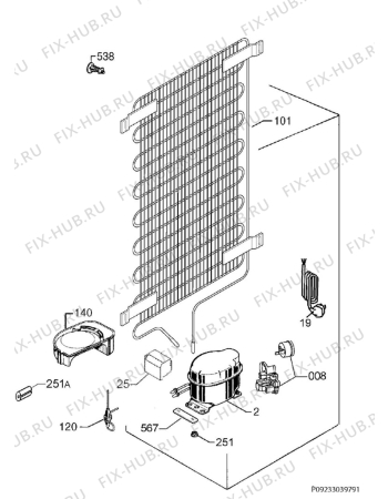 Взрыв-схема холодильника Electrolux RRF2404FOW - Схема узла Cooling system 017