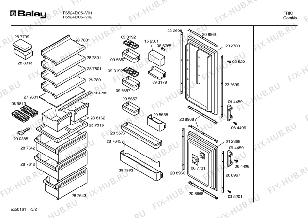 Схема №2 F6524E F6524 с изображением Панель для холодильной камеры Bosch 00287641