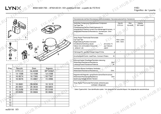 Взрыв-схема холодильника Lynx 4FN312E/01 - Схема узла 03