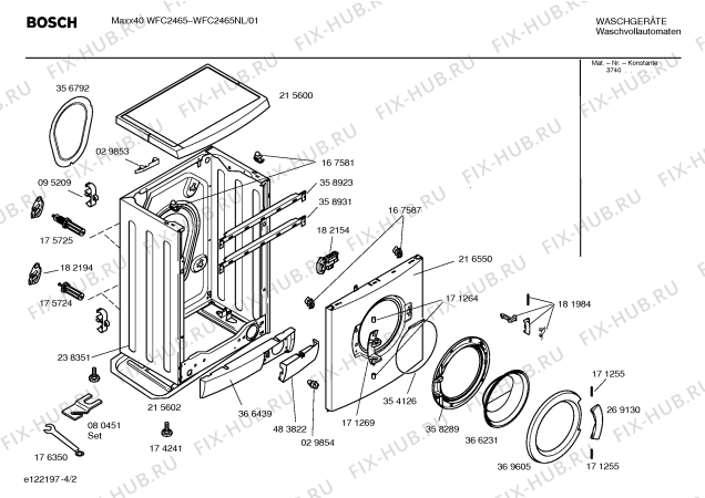 Схема №3 WFC2465NL Maxx40 WFC2465 с изображением Таблица программ для стиральной машины Bosch 00582601