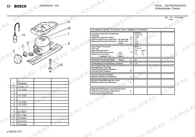 Взрыв-схема холодильника Bosch KIR2052 - Схема узла 03