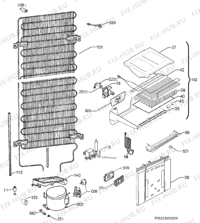 Взрыв-схема холодильника Electrolux EN3443AOX - Схема узла Cooling system 017
