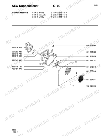 Взрыв-схема плиты (духовки) Aeg 8100E-B A - Схема узла Section4