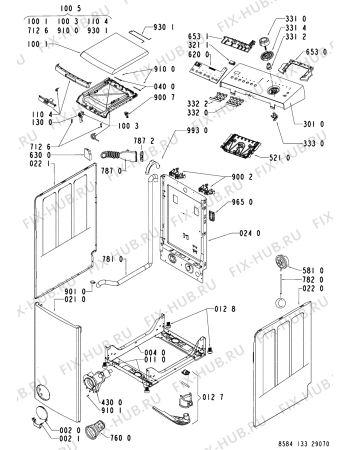 Схема №1 EV 1299 с изображением Декоративная панель для стиралки Whirlpool 481245310937