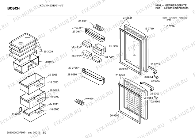 Взрыв-схема холодильника Bosch KGV31420IE - Схема узла 02