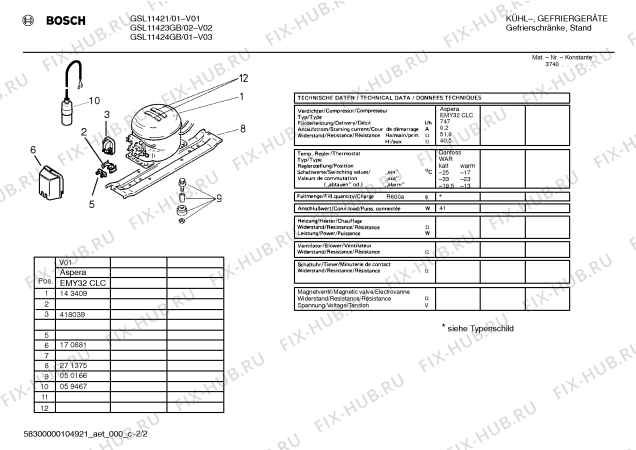 Взрыв-схема холодильника Bosch GSL11424GB - Схема узла 02