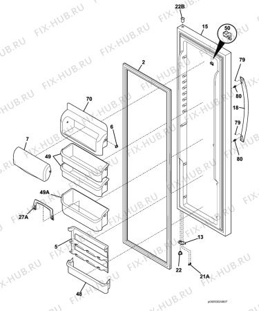 Взрыв-схема холодильника Electrolux ERL6298XX10 - Схема узла Refrigerator door