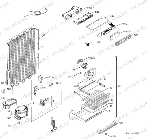 Взрыв-схема холодильника John Lewis JLFZW1604 - Схема узла Cooling system 017