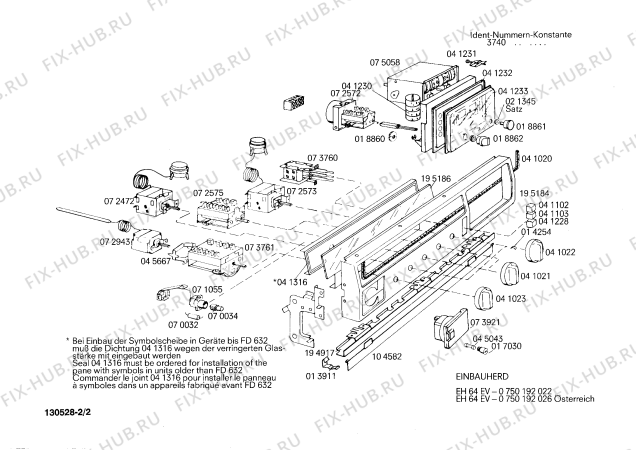 Взрыв-схема плиты (духовки) Bosch 0750192022 EH64EV - Схема узла 02