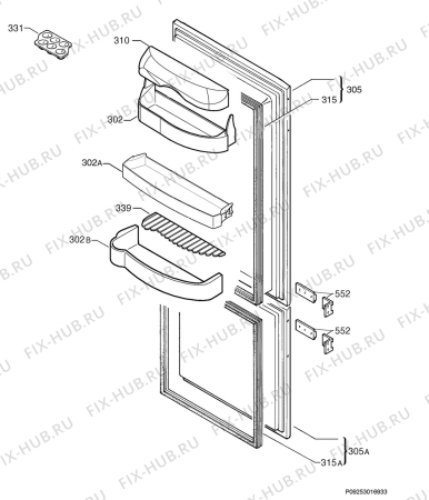 Взрыв-схема холодильника Brandt CA2950E - Схема узла Door 003