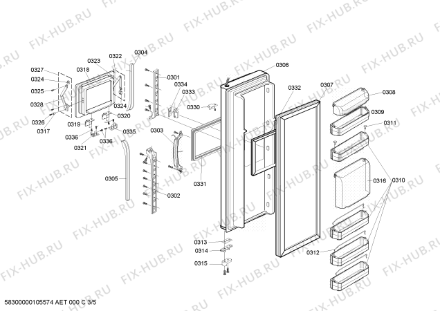 Взрыв-схема холодильника Samsung Electronics S24CHPSGQN - Схема узла 03