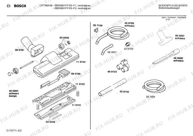 Взрыв-схема пылесоса Bosch BBS5801FF OPTIMA 58 - Схема узла 02