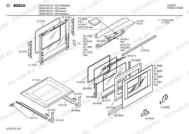 Схема №6 HEN572C с изображением Инструкция по эксплуатации для плиты (духовки) Bosch 00521983