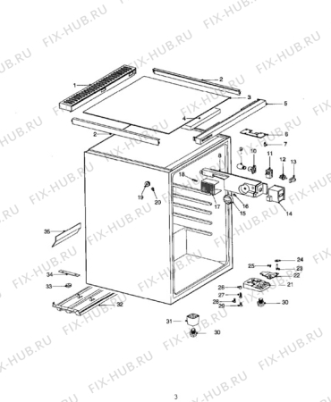 Взрыв-схема холодильника Tricity Bendix RF404W - Схема узла Cabinet + furniture (extra)