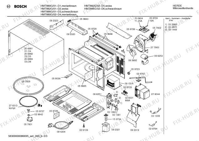 Взрыв-схема микроволновой печи Bosch HMT886G - Схема узла 03