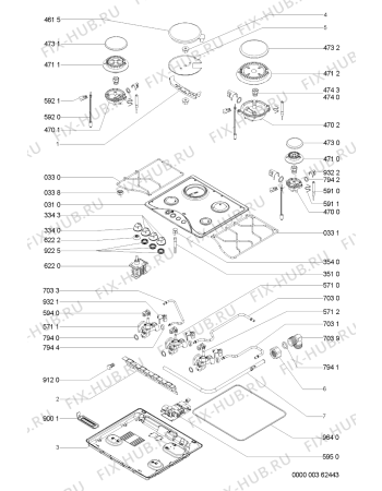 Схема №1 AKM 536/IX/01 с изображением Трубка подачи газа для плиты (духовки) Whirlpool 481253048608
