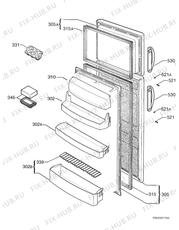 Взрыв-схема холодильника Zanker 457/450 - Схема узла Door 003