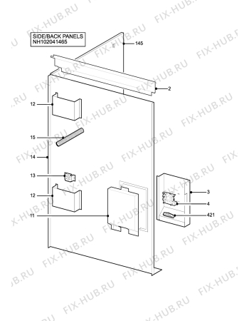 Взрыв-схема плиты (духовки) Zanussi ZCE8020CH - Схема узла H10 Side/Back Panel