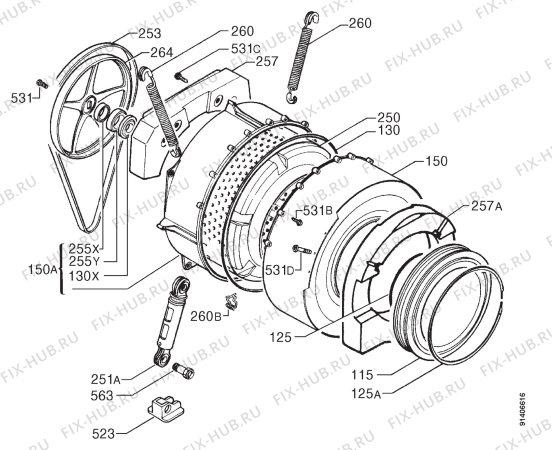 Взрыв-схема стиральной машины Elektro Helios TF8009 - Схема узла Functional parts 267