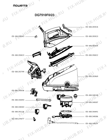 Схема №1 DG7511F0/23 с изображением Ручка для электропарогенератора Rowenta CS-00135923