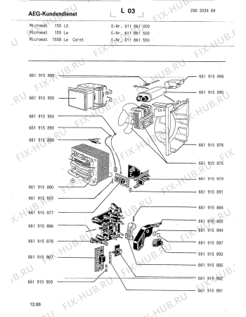 Взрыв-схема микроволновой печи Aeg MICROMAT 155 L W - Схема узла Section3