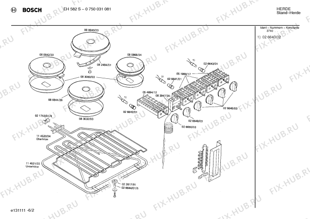 Схема №5 0750031094 EH582SG с изображением Ручка для плиты (духовки) Bosch 00026648