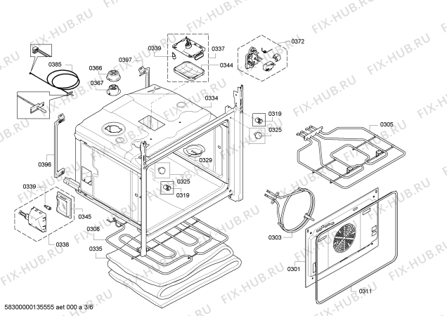 Взрыв-схема плиты (духовки) Bosch HEA76B650 - Схема узла 03