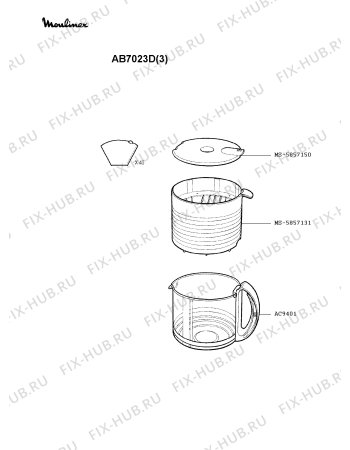 Взрыв-схема кофеварки (кофемашины) Moulinex AB7023D(3) - Схема узла SP001414.0P2
