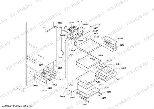 Схема №5 IK352250 с изображением Крышка для холодильной камеры Bosch 00322727