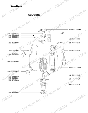 Взрыв-схема блендера (миксера) Moulinex ABD6R1(0) - Схема узла JP000851.5P2