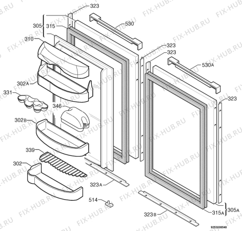 Взрыв-схема холодильника Zanussi ZT214-2 - Схема узла Door 003