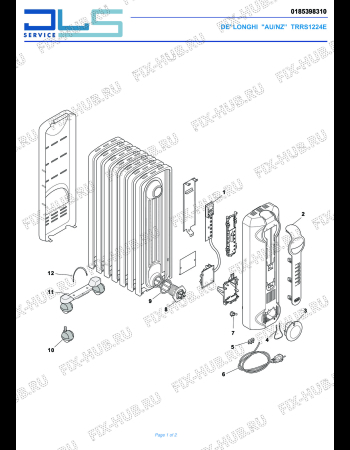 Схема №1 TRRS0715E с изображением Держатель для электрообогревателя DELONGHI 5318510591
