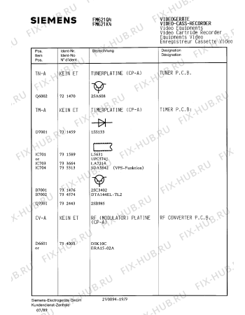 Схема №12 FM621K4 с изображением Сервисная инструкция для видеоаппаратуры Siemens 00535319