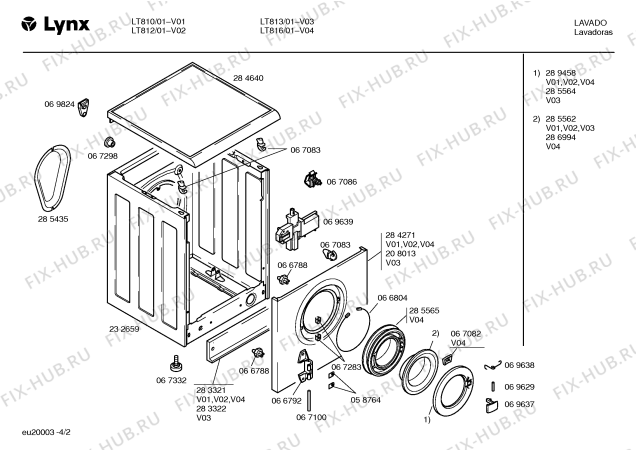Схема №4 LT816 с изображением Панель для стиральной машины Bosch 00209038