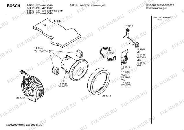 Схема №2 BSF1317 ULTRA 13 с изображением Крышка для электропылесоса Bosch 00355358