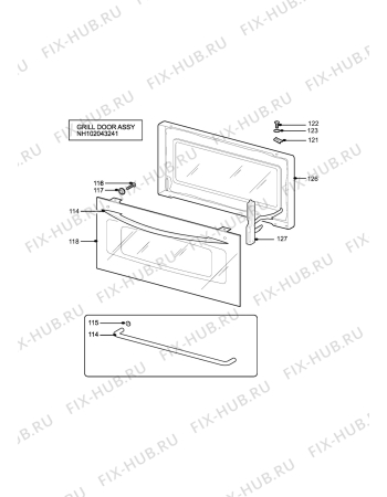 Взрыв-схема плиты (духовки) Tricity Bendix SIE324BU - Схема узла H10 Grill door assy