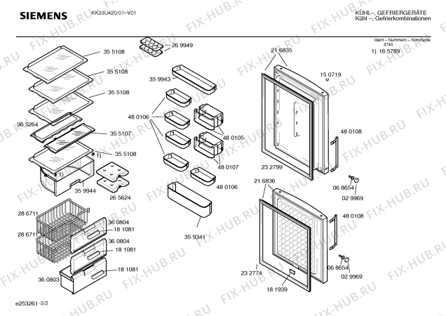 Схема №2 KK33U420 с изображением Панель для холодильника Siemens 00360804