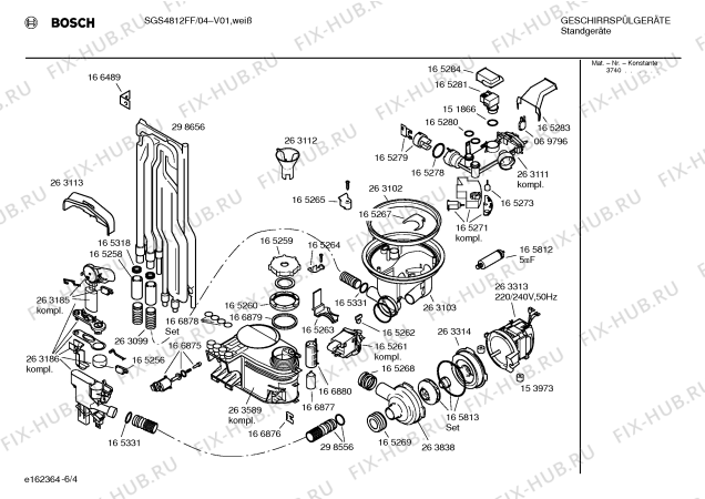 Взрыв-схема посудомоечной машины Bosch SGS4812FF - Схема узла 04