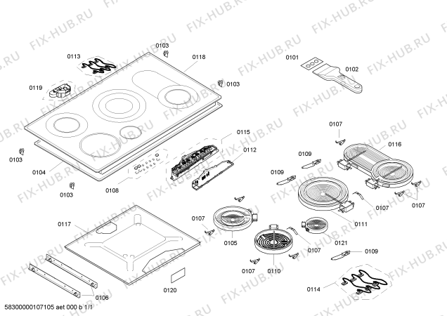 Схема №1 T1493N0 с изображением Модуль управления для плиты (духовки) Bosch 00438418