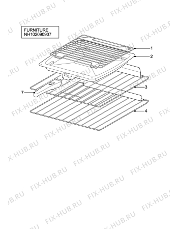 Взрыв-схема плиты (духовки) Zanussi Electrolux ZKG6040WFN - Схема узла H10 Furniture