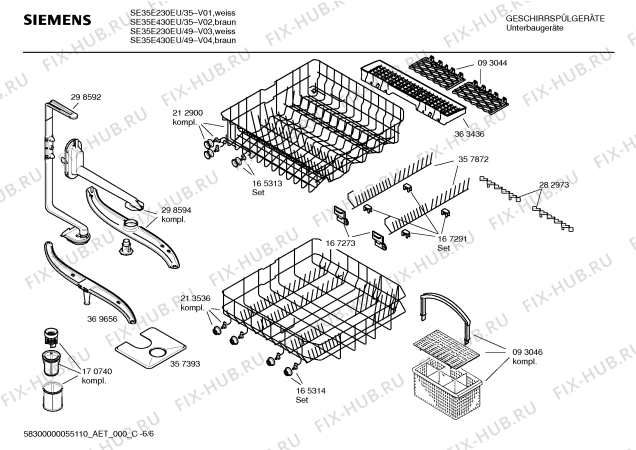 Взрыв-схема посудомоечной машины Siemens SE35E230EU - Схема узла 06