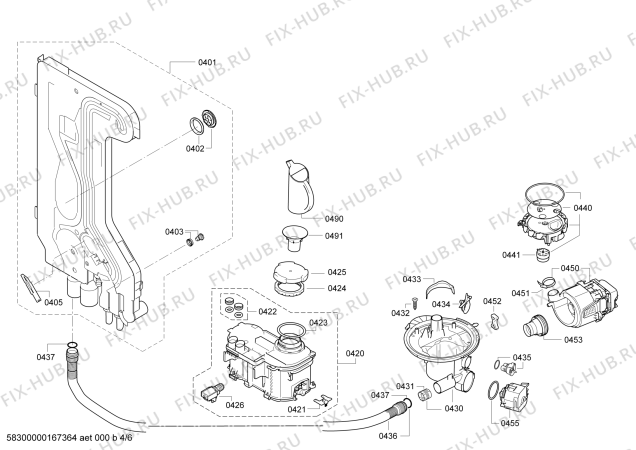 Взрыв-схема посудомоечной машины Bosch SMS85L02DE Exclusiv - Схема узла 04