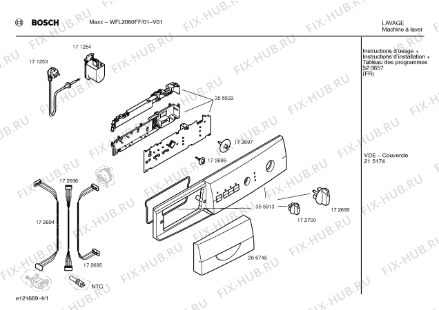 Схема №4 WFL2060FF MAXX с изображением Панель управления для стиральной машины Bosch 00355913