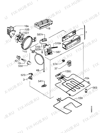 Взрыв-схема плиты (духовки) Zanussi ZBS773X - Схема узла Functional parts