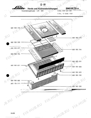 Взрыв-схема вытяжки Aeg LDA 602 - Схема узла Section1