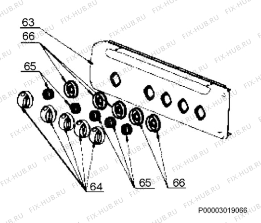 Взрыв-схема плиты (духовки) Zanussi ZCG554GW - Схема узла Command panel 037